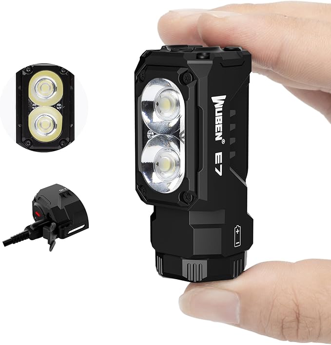 WUBEN E7 1800 Lumen Rechargeable Mini Flashlights with Magnet - Super Bright 6 Modes EDC