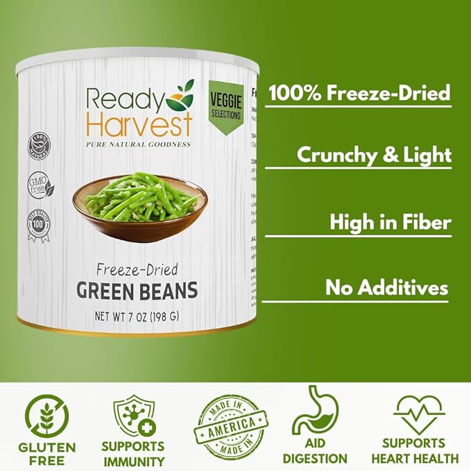 Ready Harvest Freeze Dried Food - Green Beans | Emergency Food | Camping Vegetables | #10 Can |