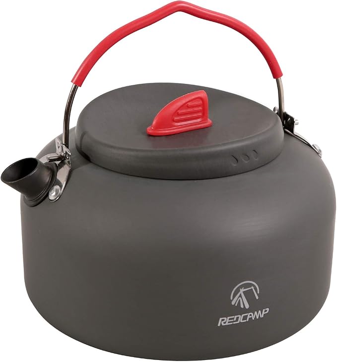 REDCAMP 1.4L Medium Outdoor Camping Kettle, Aluminum Water Pot with Carrying Bag, Compact