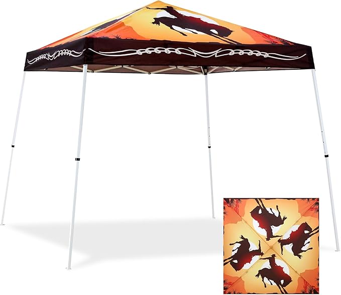 EAGLE PEAK 10x10 Slant Leg Pop-up Canopy Tent Easy One Person Setup Instant Outdoor Beach Canopy