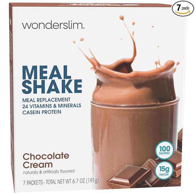 WonderSlim Meal Replacement Shake, Chocolate Cream, 15g Protein, 24 Vitamins & Minerals, Gluten