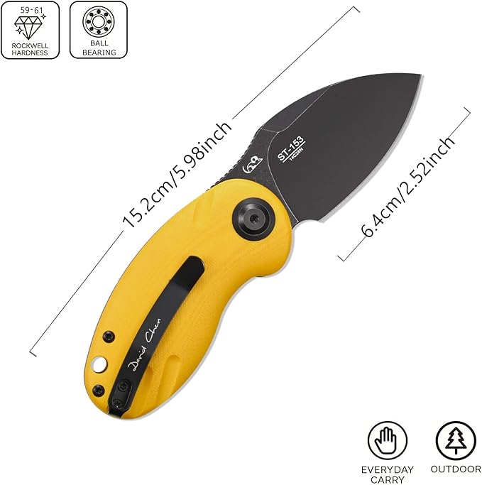 Sitivien ST153 Pocket Folding Knife,Sandvik 14C28N Black Stonewashed Blade with G10 Handle,Chinese