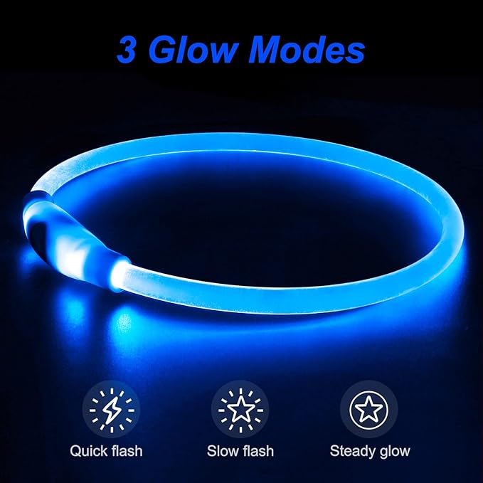 Light Up Dog Collar, Dlitk Rechargeable Cuttable LED Dog Collars, Pet Safety Light at Night Walking