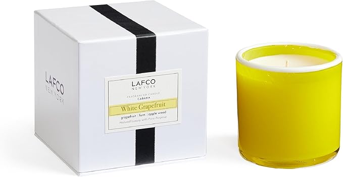 LAFCO New York Classic Candle, White Grapefruit - 6.5 oz - 50-Hour Burn Time - Reusable, Hand Blown