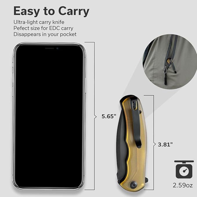 CIVIVI Mini Praxis Pocket Knife for EDC, Folding Pocket Knife with 2.98" D2 Blade Ultem Handle with