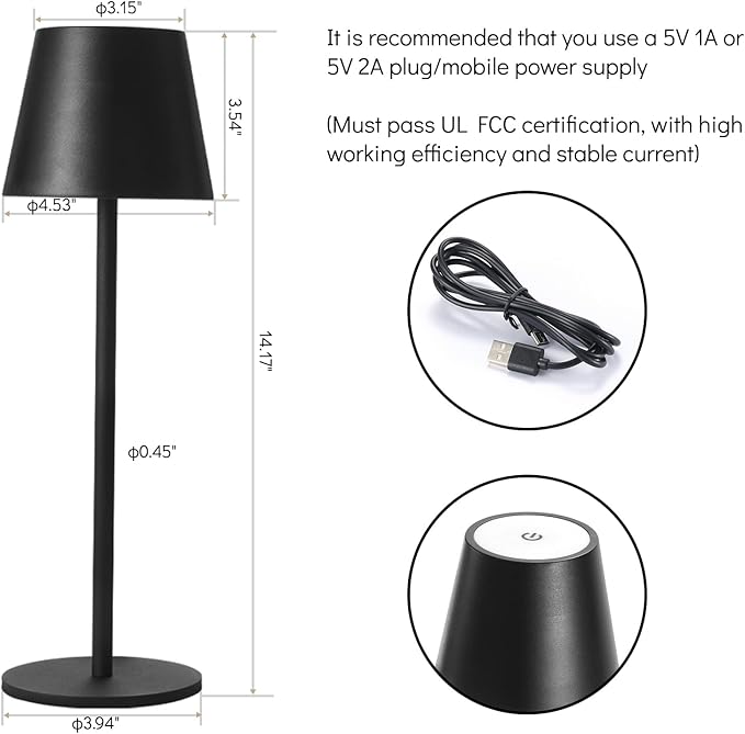 Maksone 2 Pack LED Cordless Table Lamp, 6600mWh Rechargeable Battery Desk Lamp, 3000K Stepless