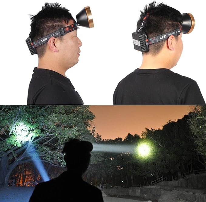 Super Bright Rechargeable Coon Hunting Headlamp, LED Spotlight Head Torch with Power Supply