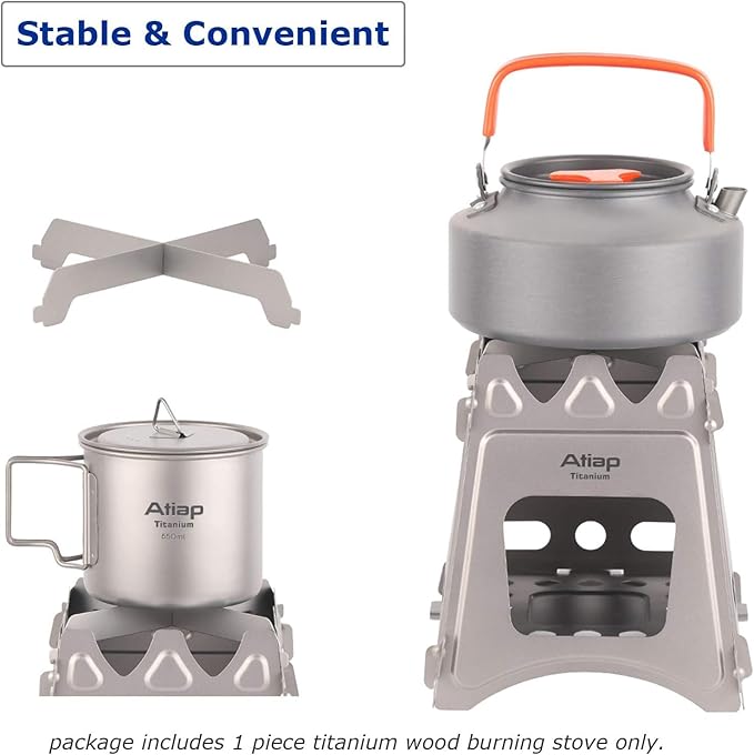 Ultralight Titanium Wood Burning Stove Outdoor Camping Multi-Fuels Alcohol Stove BBQ Stove