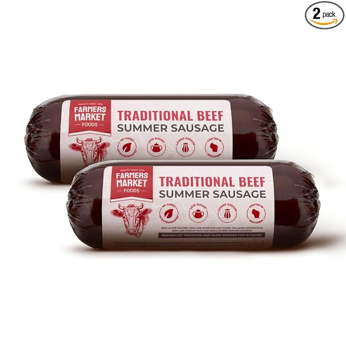Farmers Market, Gluten Free, Keto, Paleo, Low Sodium, Zero Sugar, Summer Sausage Gift Set, 2-Pack