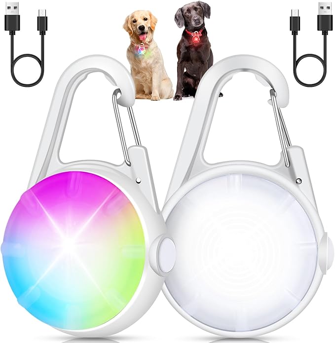 2 Pack Dog Collar Light, Rechargeable Dog Lights for Night Walking Clip On, 4 Modes Waterproof LED