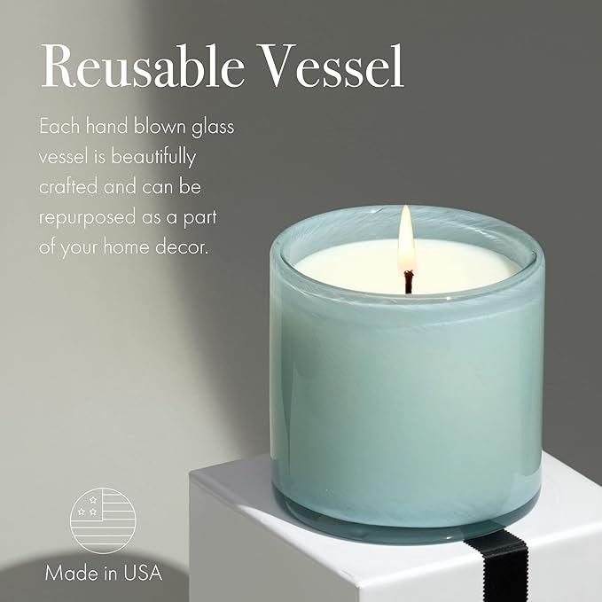 LAFCO New York Classic Candle, Marine - 6.5 oz - 50-Hour Burn Time - Reusable, Hand Blown Glass