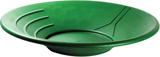 SE 14 Inch Gold Panning Pan - Three Riffles for Easier Mining and Prospecting (10 Pack Green)