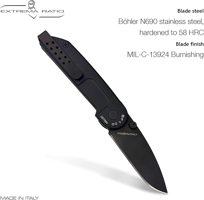 Extrema Ratio - BF1 CD (BLACK), Folding Knife, Böhler N690 steel blade hardened to 58 HRC