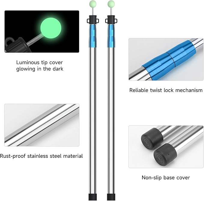 SANLIKE Telescoping Tarp Pole Heavy Duty Tent Poles, 33"-86.6"/94" Thickened Tube Collapsible