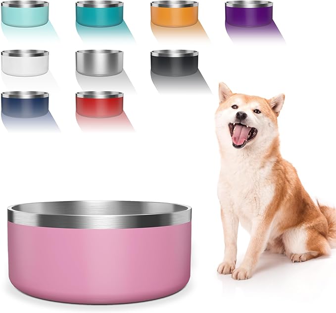 Dog Bowl, Stainless Steel Dog Food and Water Bowl with Non Slip Quiet Bottom, Easy to Clean
