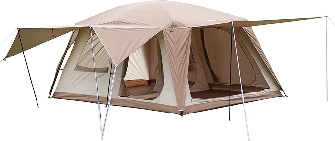 Vidalido 8-10 Person Camping Tent with 3 Door 2 Room Large Family Cabin Tents, Double Layer
