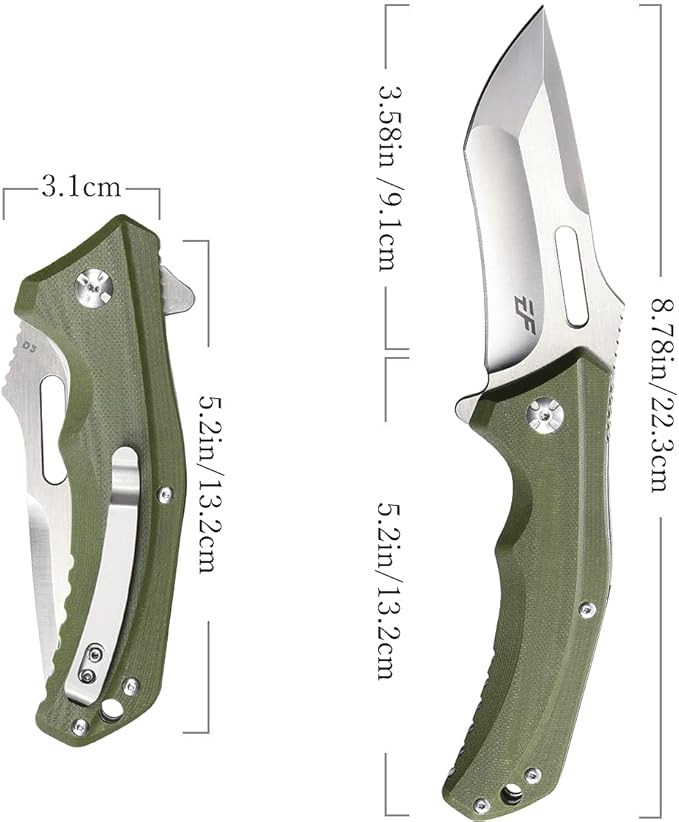 Eafengrow EF908 Pocket Knife Sanding Finished D2 Steel Blade G10 Handle Pocket Clip and Liner Lock