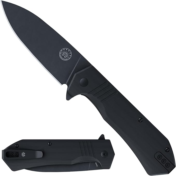 Off-Grid Knives - STINGER XL Folding Knife, 154CM Steel, Full Flat Grind, G10 Scales, Ceramic
