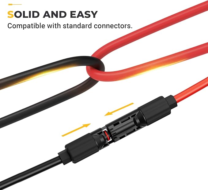 BougeRV 6 Feet 8AWG Solar Extension Cable with Female and Male Connector with Extra Pair of