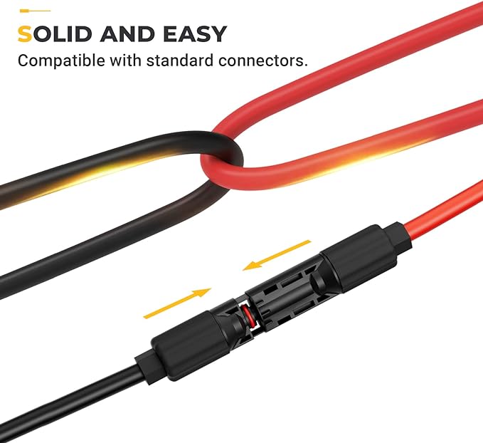 BougeRV 30 Feet 8AWG Solar Extension Cable with Female and Male Connector with Extra Pair of