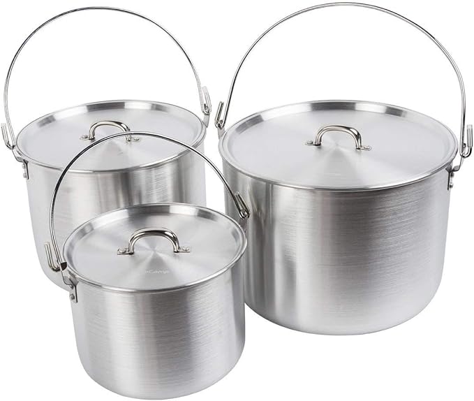 AceCamp Nested Pot Aluminum Lightweight Cooking Pot Set Outdoor Large Stock with lid and folding