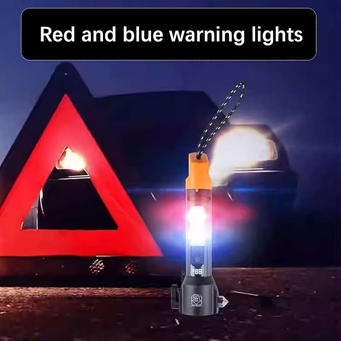 Tactical Flashlight Rechargeable, Zoomable LED Flashlight with COB Side Light, Red/Blue Strobe