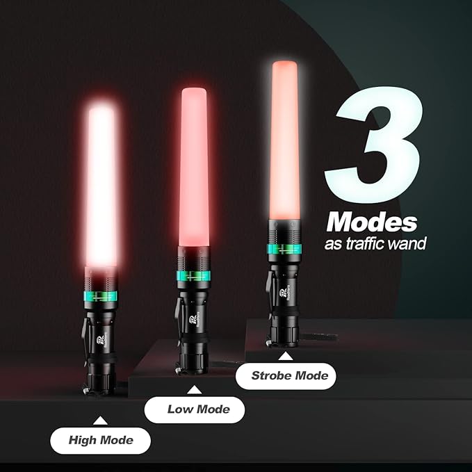 RoadHero 4 Pack Traffic Wand, 11 Inch Flashlight Led Traffic Control Baton, Small Orange Safety