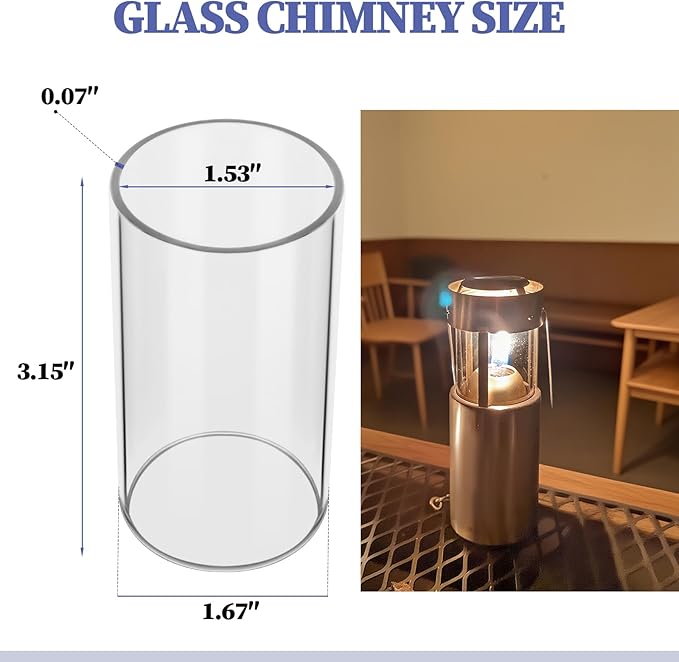 2-Pack Compatible Replacement Glass Chimney for UCO Candle Lantern, Durable & Heat-Resistant Glass