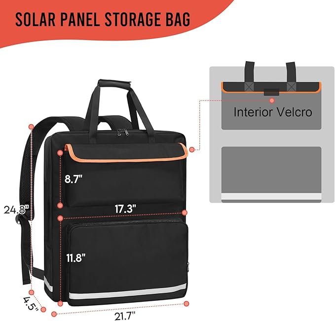 ORKELS Solar Panel Storage Bag, Travel Backpack Compatible with Jackery SolarSaga 100W 100X 200W