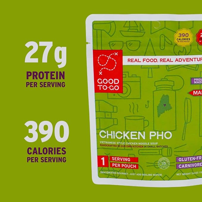 GOOD TO-GO Chicken Pho (Single Serving) | Camping & Backpacking Food | Just Add Water Backpacking
