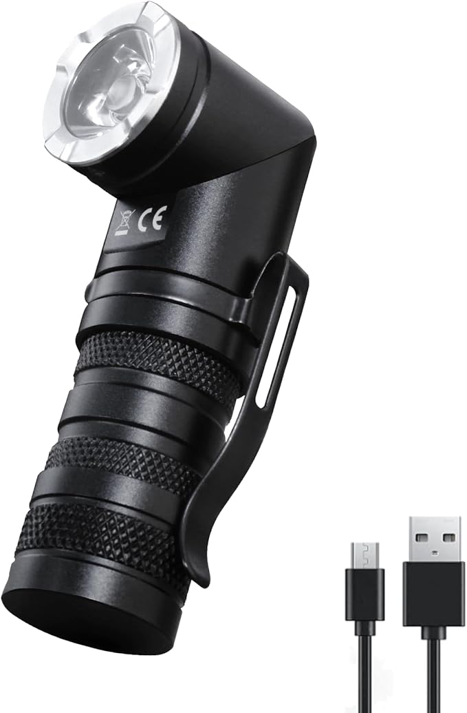 HAUTMEC 1400 Lumen Rechargeable Flashlights LED EDC Flashlight with 90 Degree Flashlight Swivel