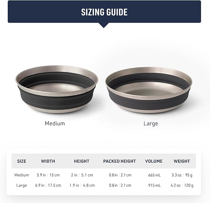 Sea to Summit Detour Stainless Steel Collapsible Bowl, Large (31 fl oz), Bombay Brown