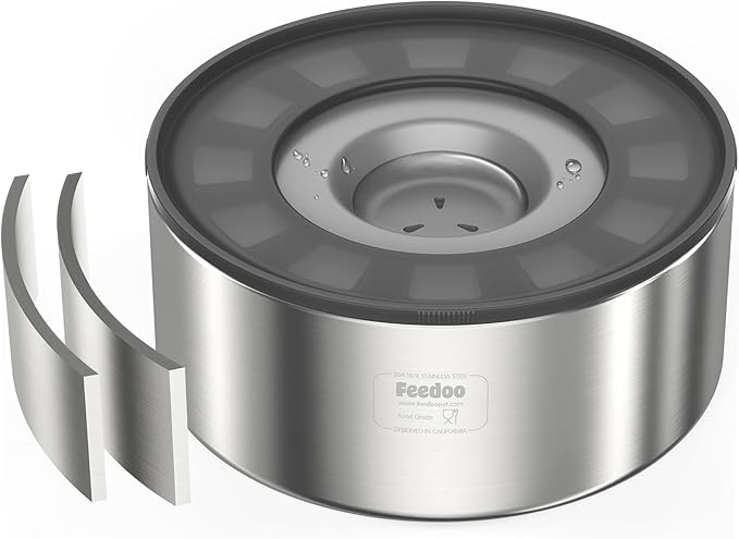 2L No Spill Water Bowl for Dogs, Double-Wall Stainless Steel with Splash-Proof Paws Lid and