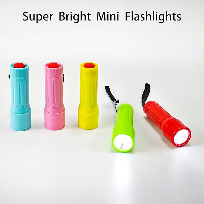 100 Pack Mini Flashlights Bulk, Small Multicolor Flashlights Bulk with Lanyard, 300 AAA Batteries