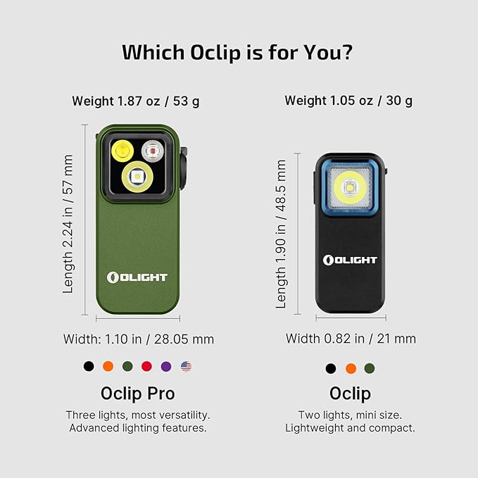 OLIGHT Oclip Pro EDC Flashlight Clip-on Light, Rechargeable 500 Lumens with Three Lighting