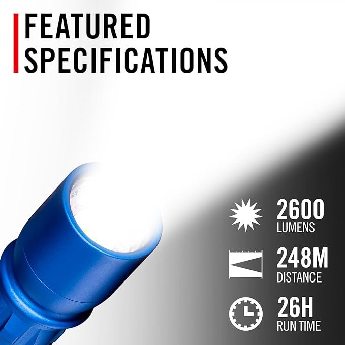 Coast XP11R 2600 Lumen USB-C Rechargeable LED Flashlight with Slide Focus®?¯and Pure Beam® Focusing