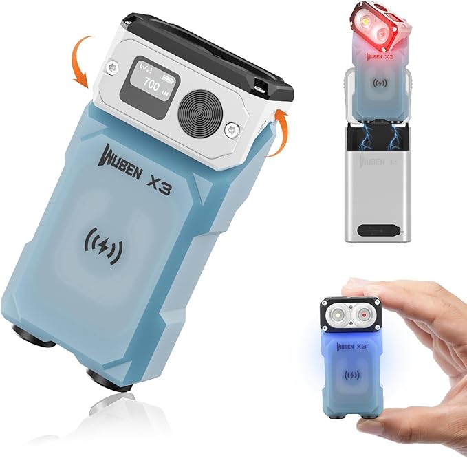 WUBEN X3 Mini Flashlight with Rechargeable Charging Box 180 Degree EDC Keychain Flashlight Twist