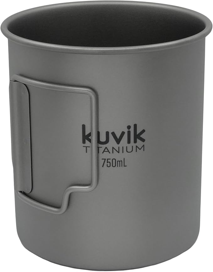 Kuvik Titanium Pot with Lid 750ml (25.4 oz) - Ultralight and Compact Pot for Backpacking, Camping