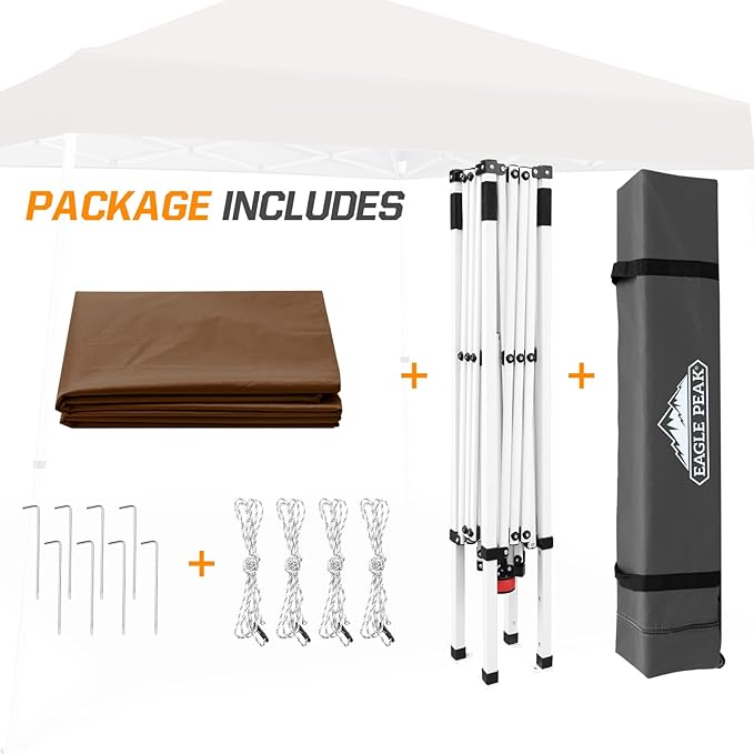 EAGLE PEAK 10x10 Slant Leg Pop-up Canopy Tent Easy One Person Setup Instant Outdoor Beach Canopy
