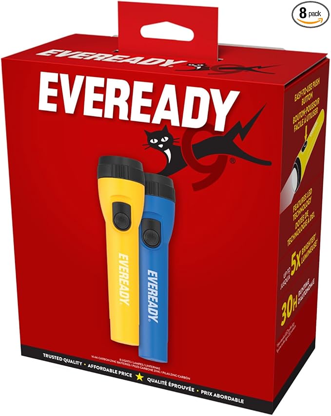 Eveready LED Flashlight (8-Pack) Bright Reliable Flashlights for General Purpose, Great for