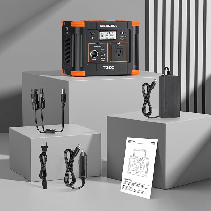 GRECELL 300W Portable Power Station 230.88Wh Solar Generator with USBC PD 60W, 110V Outlet Perfect