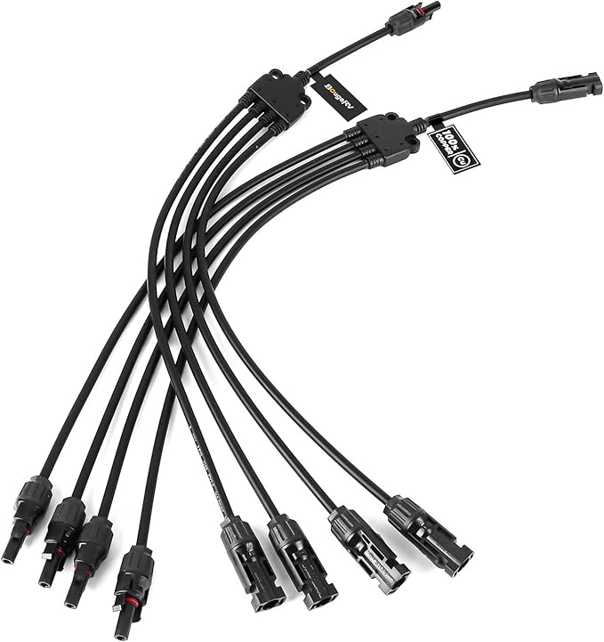 BougeRV Solar Y Branch Connectors Extra Long Solar Panel Parallel Connectors 1 to 4 Solar Cable