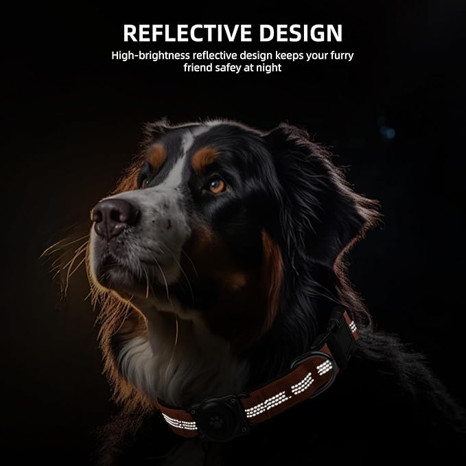 Upgraded AirTag Dog Collar, IP68 Waterproof Air Tag Dog Collar Holder, Reflective, Ultra-Durable