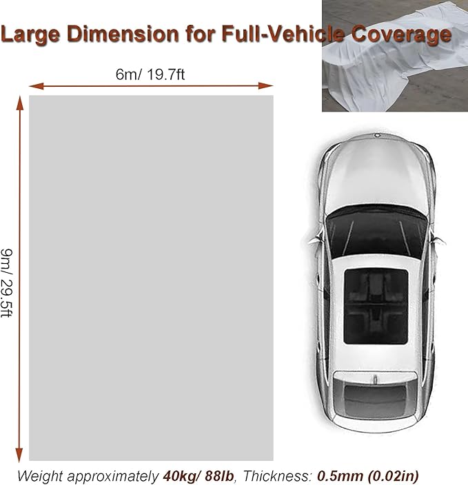 20ft x 30ft Car Fire Blanket for Electric & Gas Vehicles, 1100°C Reusable Emergency Fire