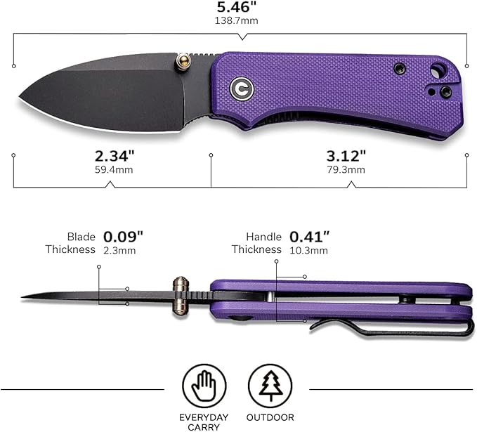 CIVIVI Baby Banter Pocket Folding Knife for EDC, 2.34" Blade Small Knife with Titanium Thumb Stud