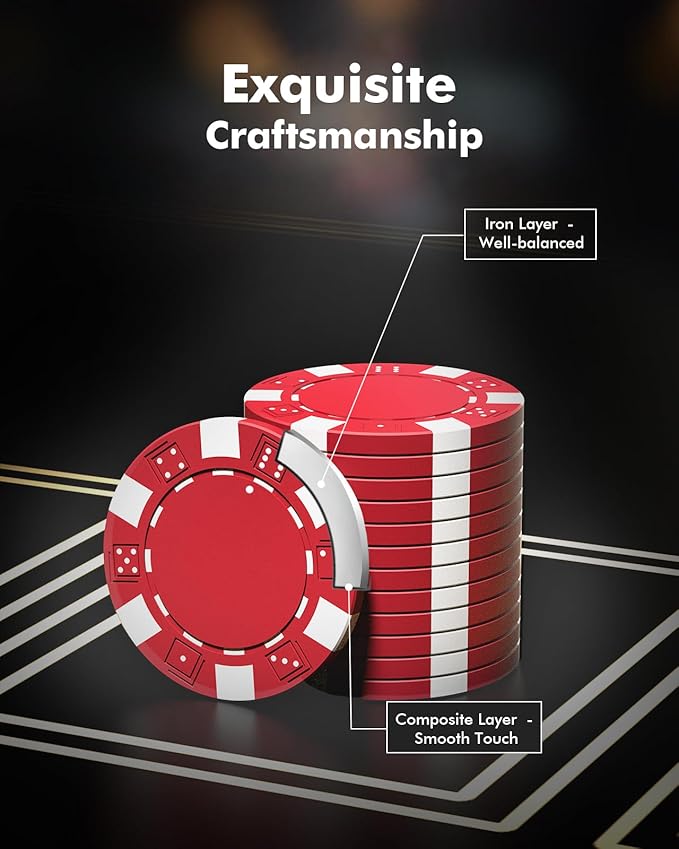 Poker Chip Set, 500PCS 11.5g Casino Quality Poker Chips with Aluminum Case, Playing Cards, Dealer