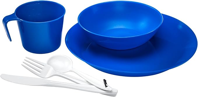1-Person Camping Dish Table Set, Washable/Reusable Polypropylene Dinnerware Set for Camping and