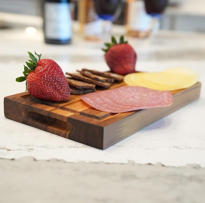 EcoDecors, Teak Cutting Board 10"x6", Reversible Compact Teak Wood Edge Grain Cutting Board with