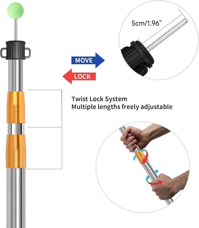SANLIKE Telescoping Tarp Pole Heavy Duty Tent Poles, 33"-86.6"/94" Thickened Tube Collapsible