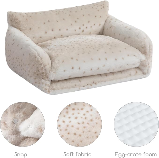 Hollypet Cat Bed Fluffy Plush Mutifuctional Double-Layer Soft Pet Couch Orthopedic Sofa Nest Beds